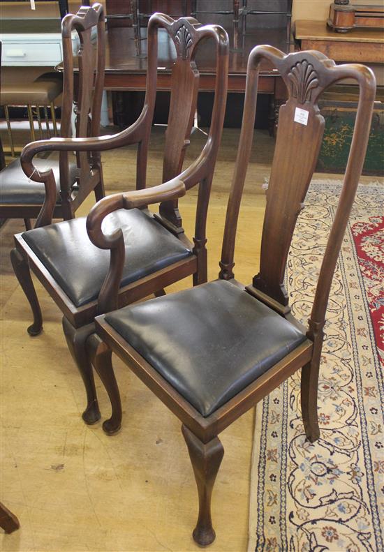 Set 5 fiddle back dining chairs